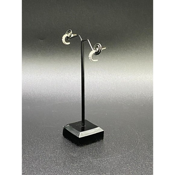 Half Hoop Earrings Crystal and Silver Tone VINTAGE - Picture 3 of 5